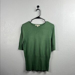 Merona Women’s Green Knit Top Short Sleeve Crew Neck Sz M Casual Career Office